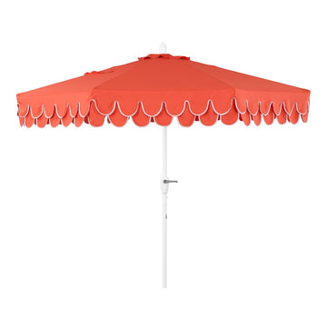 Tracy 9 ft. Classic MidCentury Scalloped Fringe Market Patio Umbrella